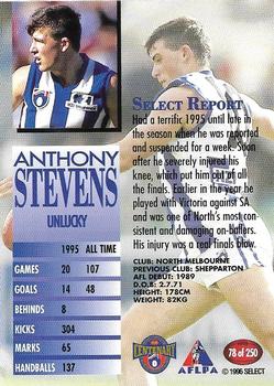 1996 Select AFL #78 Anthony Stevens Back